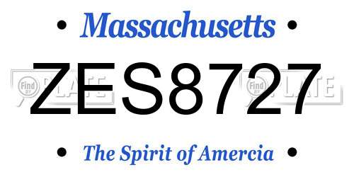 ZES8727 Massachusetts License Plate