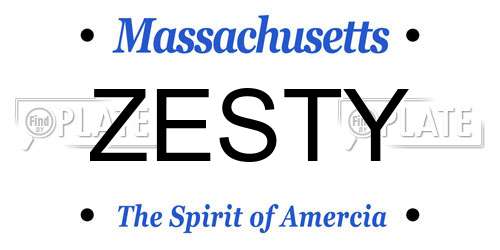 ZESTY Massachusetts License Plate