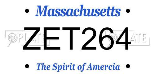 ZET264 Massachusetts License Plate