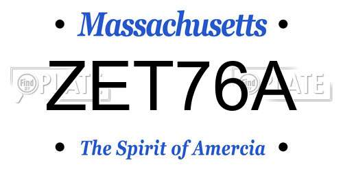 ZET76A Massachusetts License Plate