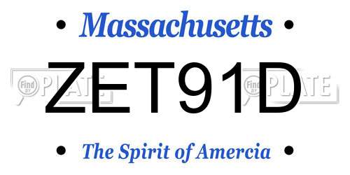 ZET91D Massachusetts License Plate