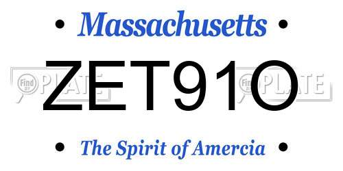 ZET91O Massachusetts License Plate