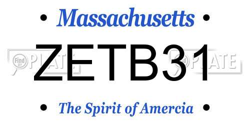 ZETB31 Massachusetts License Plate