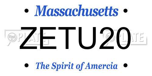ZETU20 Massachusetts License Plate
