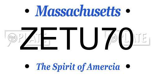 ZETU70 Massachusetts License Plate