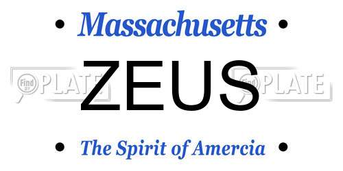 ZEUS Massachusetts License Plate