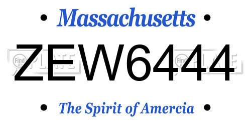 ZEW6444 Massachusetts License Plate