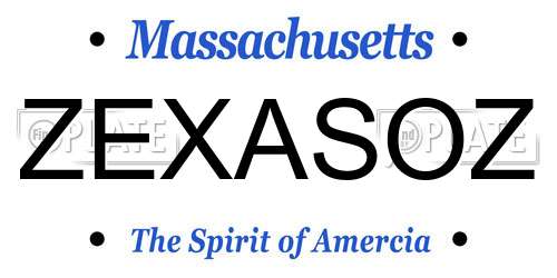 ZEXASOZ Massachusetts License Plate