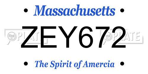 ZEY672 Massachusetts License Plate