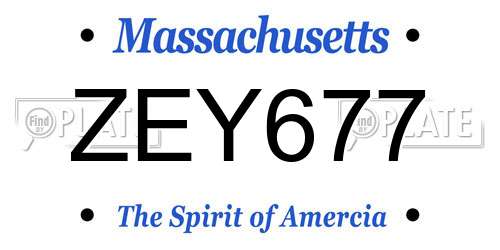 ZEY677 Massachusetts License Plate