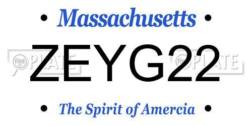 ZEYG22 Massachusetts License Plate