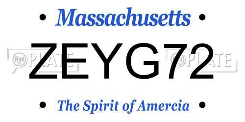ZEYG72 Massachusetts License Plate