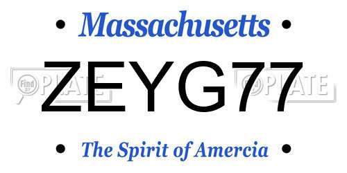ZEYG77 Massachusetts License Plate