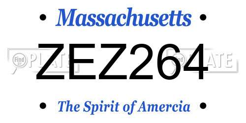 ZEZ264 Massachusetts License Plate