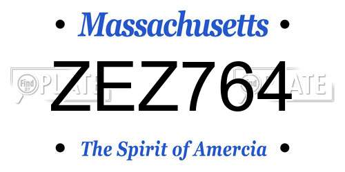 ZEZ764 Massachusetts License Plate