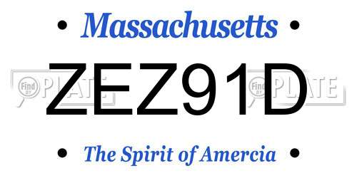 ZEZ91D Massachusetts License Plate
