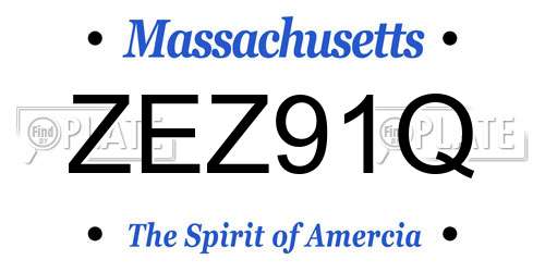 ZEZ91Q Massachusetts License Plate