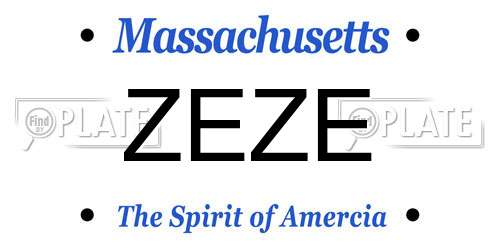 ZEZE Massachusetts License Plate