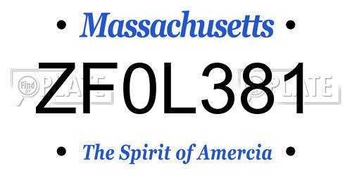 ZF0L381 Massachusetts License Plate