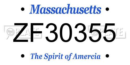 ZF30355 Massachusetts License Plate
