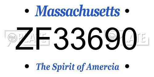 ZF33690 Massachusetts License Plate