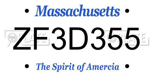ZF3D355 Massachusetts License Plate