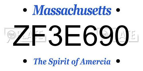 ZF3E690 Massachusetts License Plate