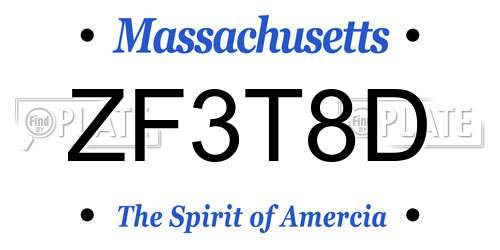 ZF3T8D Massachusetts License Plate