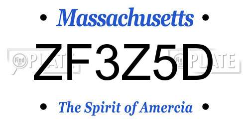 ZF3Z5D Massachusetts License Plate