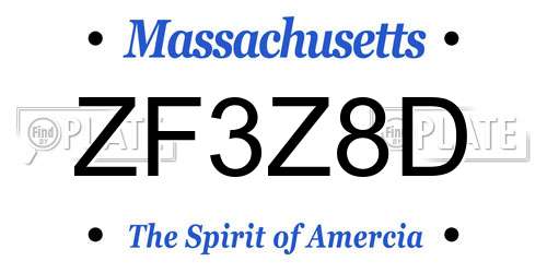 ZF3Z8D Massachusetts License Plate