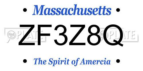 ZF3Z8Q Massachusetts License Plate