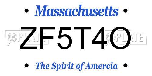 ZF5T4O Massachusetts License Plate