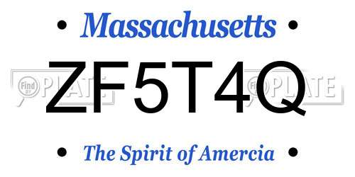 ZF5T4Q Massachusetts License Plate