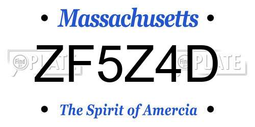 ZF5Z4D Massachusetts License Plate