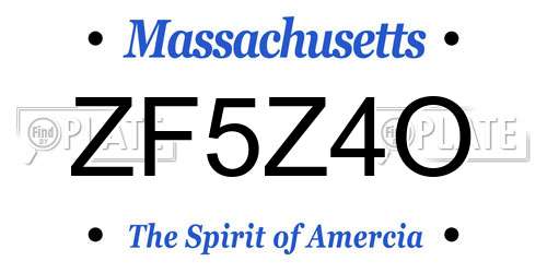 ZF5Z4O Massachusetts License Plate
