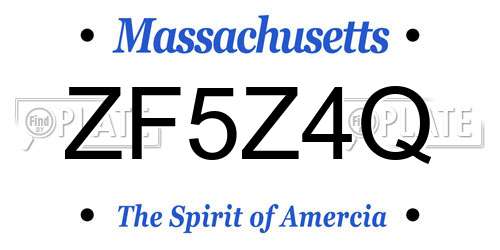 ZF5Z4Q Massachusetts License Plate