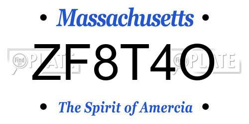 ZF8T4O Massachusetts License Plate