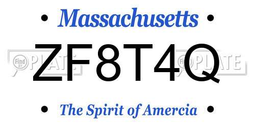 ZF8T4Q Massachusetts License Plate