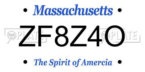 ZF8Z4O Massachusetts License Plate