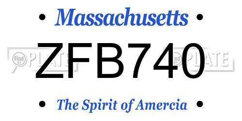 ZFB740 Massachusetts License Plate