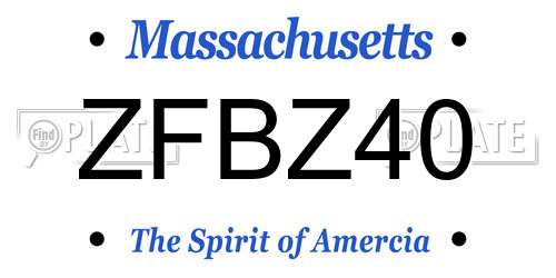ZFBZ40 Massachusetts License Plate