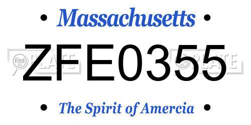 ZFE0355 Massachusetts License Plate