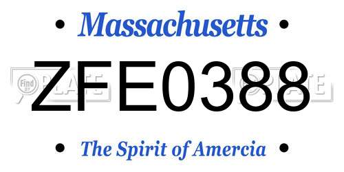 ZFE0388 Massachusetts License Plate