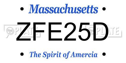 ZFE25D Massachusetts License Plate