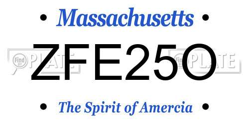ZFE25O Massachusetts License Plate