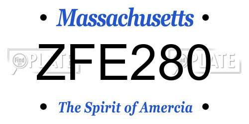 ZFE280 Massachusetts License Plate