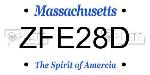 ZFE28D Massachusetts License Plate