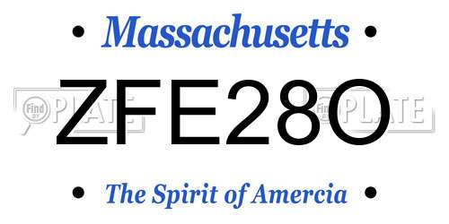 ZFE28O Massachusetts License Plate