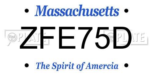 ZFE75D Massachusetts License Plate