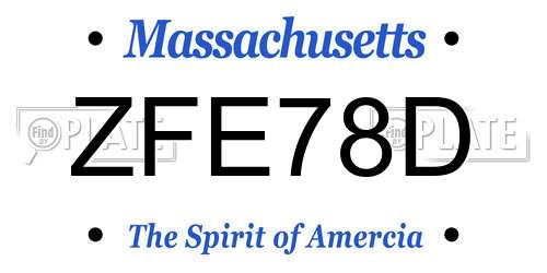 ZFE78D Massachusetts License Plate